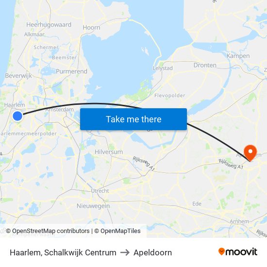 Haarlem, Schalkwijk Centrum to Apeldoorn map