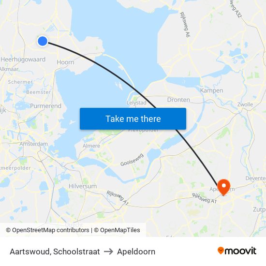 Aartswoud, Schoolstraat to Apeldoorn map