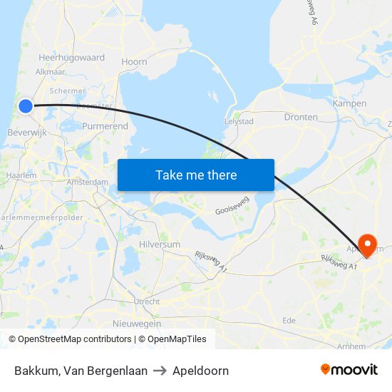 Bakkum, Van Bergenlaan to Apeldoorn map