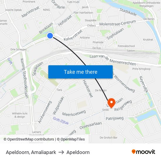 Apeldoorn, Amaliapark to Apeldoorn map