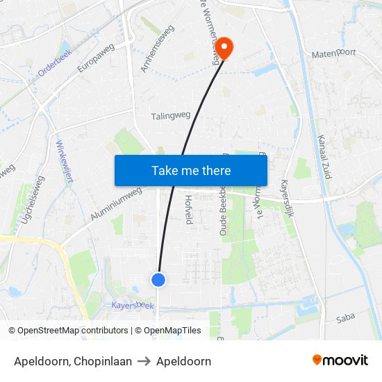 Apeldoorn, Chopinlaan to Apeldoorn map