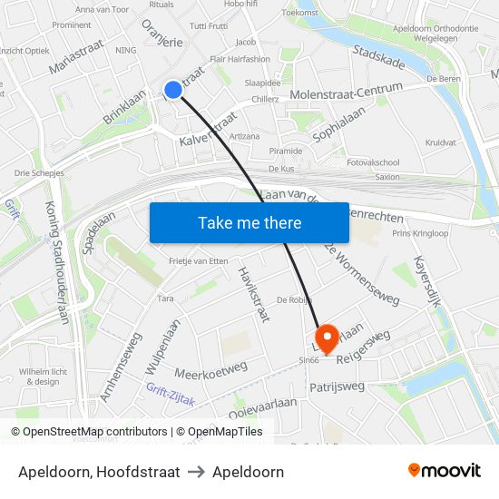 Apeldoorn, Hoofdstraat to Apeldoorn map