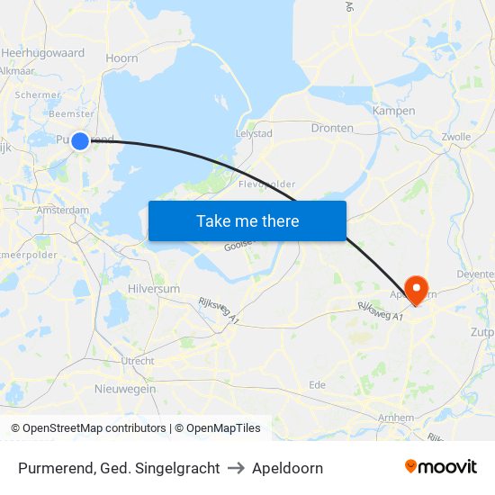 Purmerend, Ged. Singelgracht to Apeldoorn map