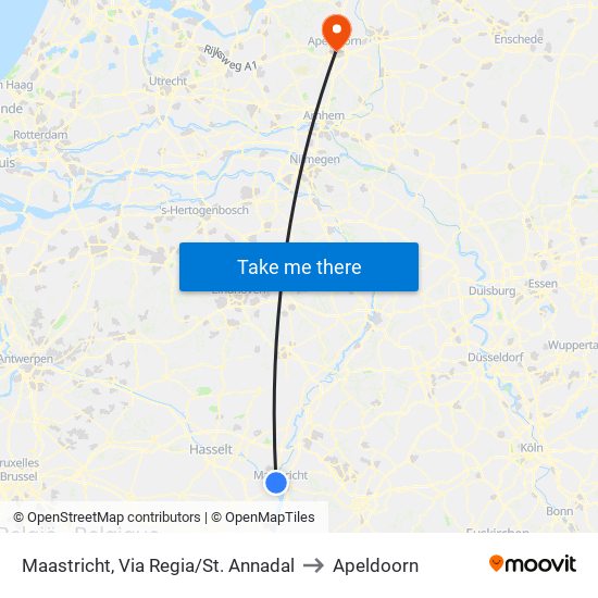 Maastricht, Via Regia/St. Annadal to Apeldoorn map