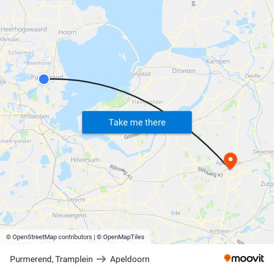 Purmerend, Tramplein to Apeldoorn map