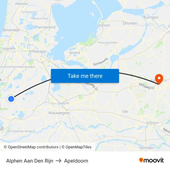 Alphen Aan Den Rijn to Apeldoorn map