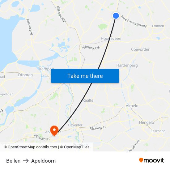 Beilen to Apeldoorn map