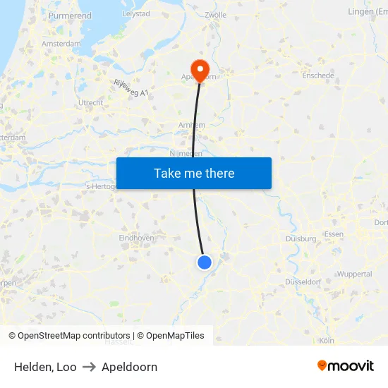 Helden, Loo to Apeldoorn map