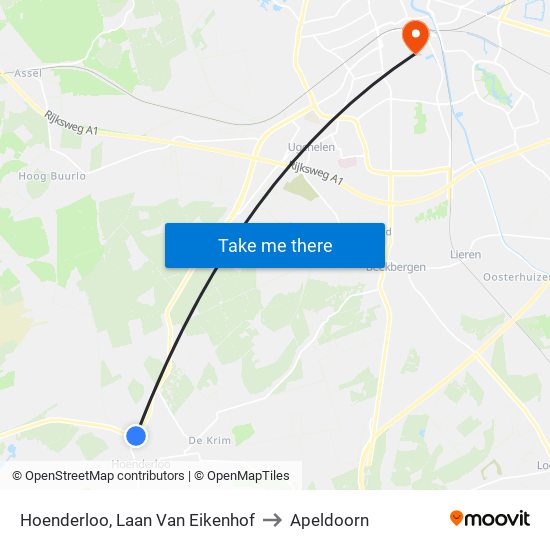 Hoenderloo, Laan Van Eikenhof to Apeldoorn map