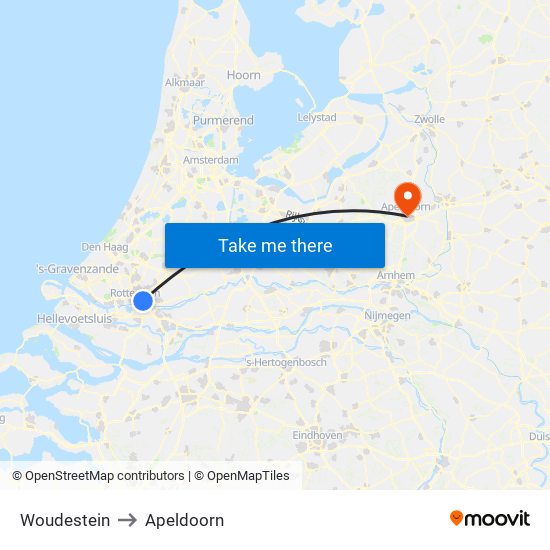 Woudestein to Apeldoorn map