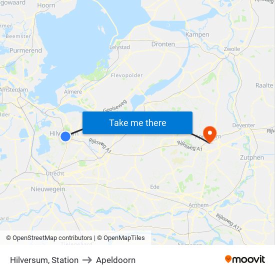 Hilversum, Station to Apeldoorn map