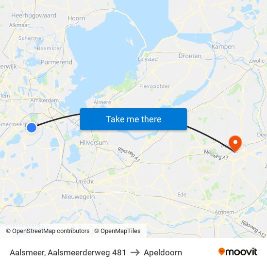 Aalsmeer, Aalsmeerderweg 481 to Apeldoorn map