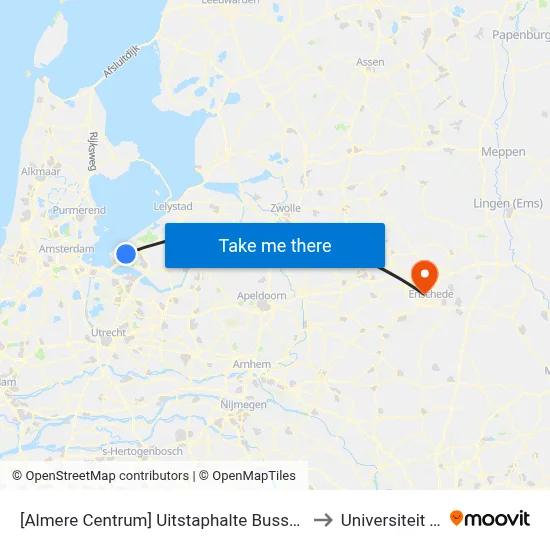 [Almere Centrum] Uitstaphalte Busstation,Haltes O,P,Q to Universiteit Twente map