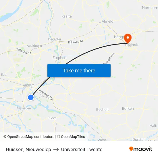 Huissen, Nieuwediep to Universiteit Twente map
