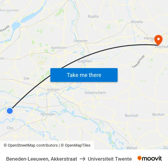 Beneden-Leeuwen, Akkerstraat to Universiteit Twente map