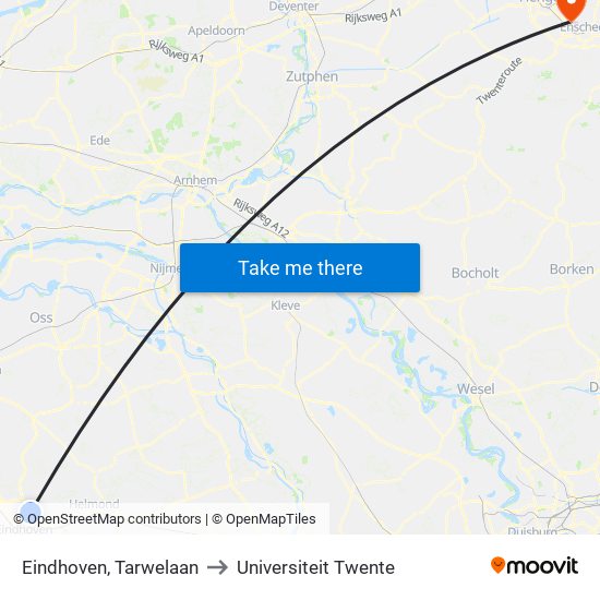 Eindhoven, Tarwelaan to Universiteit Twente map