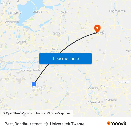 Best, Raadhuisstraat to Universiteit Twente map