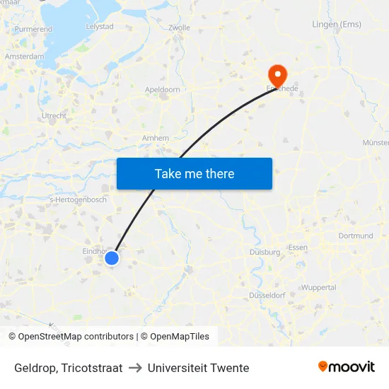 Geldrop, Tricotstraat to Universiteit Twente map