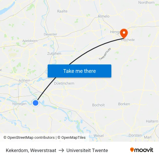 Kekerdom, Weverstraat to Universiteit Twente map