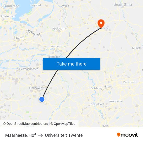 Maarheeze, Hof to Universiteit Twente map