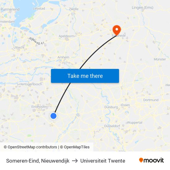 Someren-Eind, Nieuwendijk to Universiteit Twente map