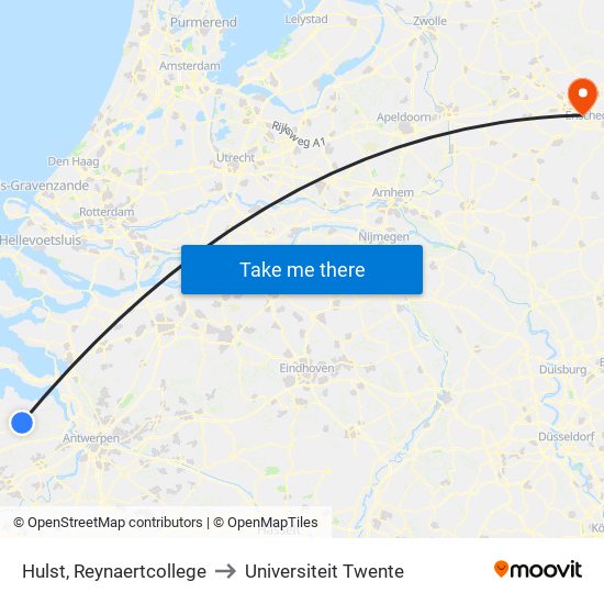 Hulst, Reynaertcollege to Universiteit Twente map