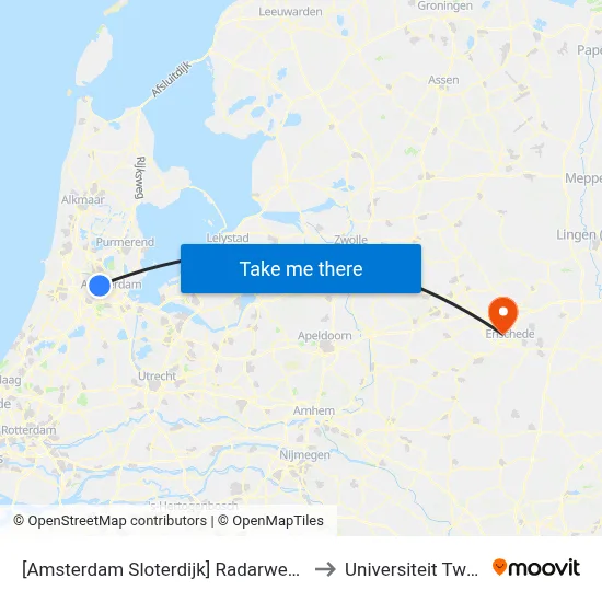 [Amsterdam Sloterdijk] Radarweg West to Universiteit Twente map