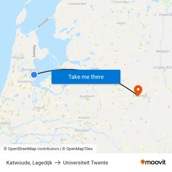 Katwoude, Lagedijk to Universiteit Twente map