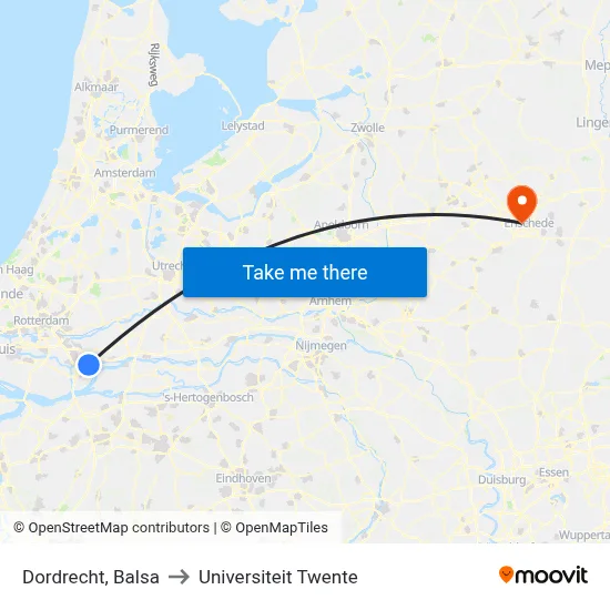 Dordrecht, Balsa to Universiteit Twente map
