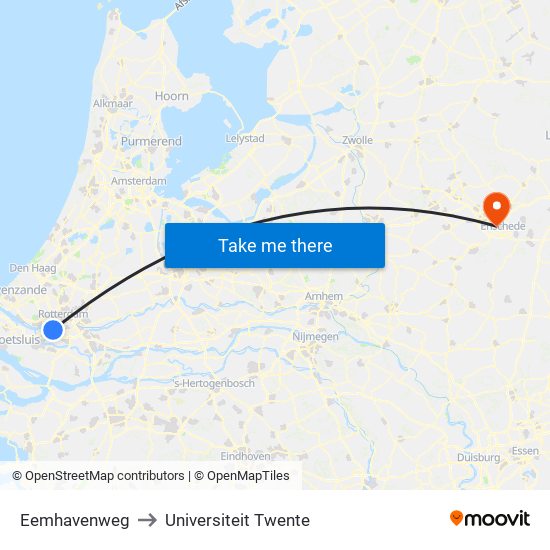 Eemhavenweg to Universiteit Twente map