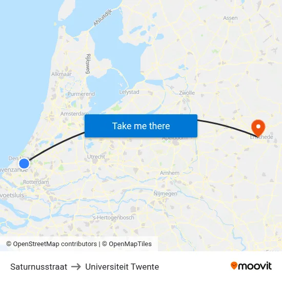 Saturnusstraat to Universiteit Twente map