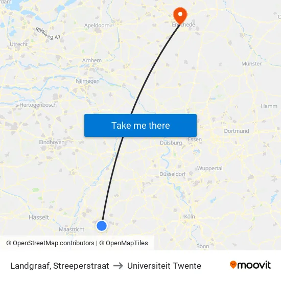 Landgraaf, Streeperstraat to Universiteit Twente map