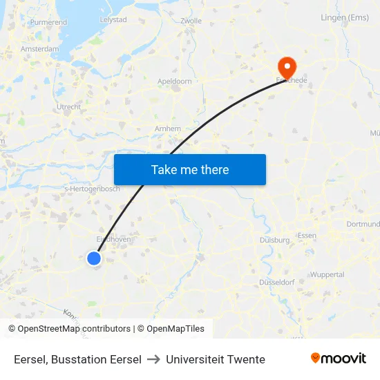 Eersel, Busstation Eersel to Universiteit Twente map