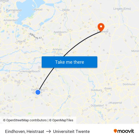 Eindhoven, Heistraat to Universiteit Twente map