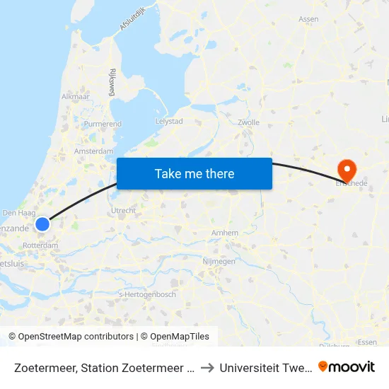 Zoetermeer, Station Zoetermeer Oost to Universiteit Twente map