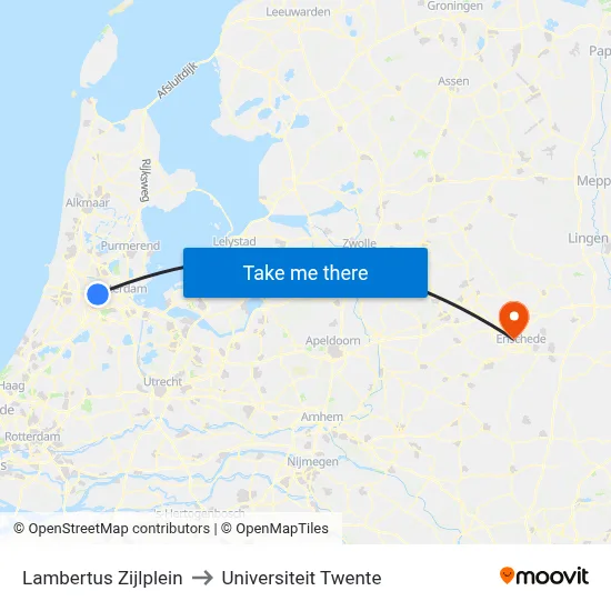 Lambertus Zijlplein to Universiteit Twente map