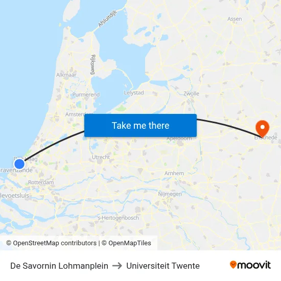 De Savornin Lohmanplein to Universiteit Twente map