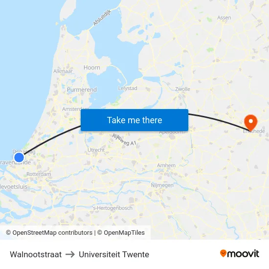 Walnootstraat to Universiteit Twente map