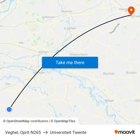 Veghel, Oprit N265 to Universiteit Twente map