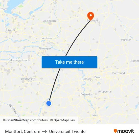 Montfort, Centrum to Universiteit Twente map