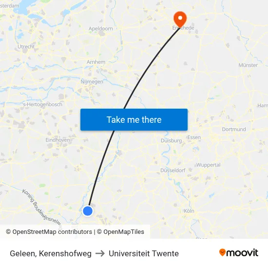Geleen, Kerenshofweg to Universiteit Twente map