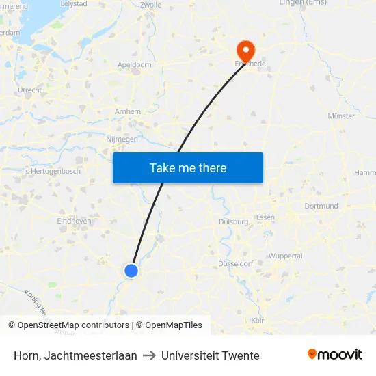 Horn, Jachtmeesterlaan to Universiteit Twente map