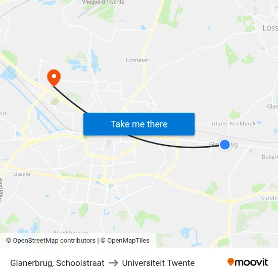 Glanerbrug, Schoolstraat to Universiteit Twente map