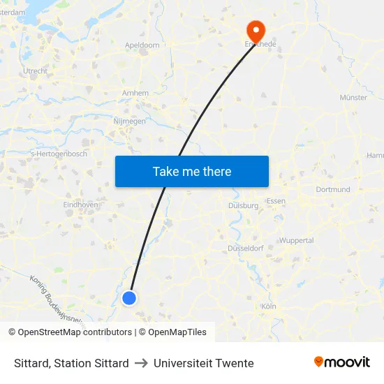 Sittard, Station Sittard to Universiteit Twente map