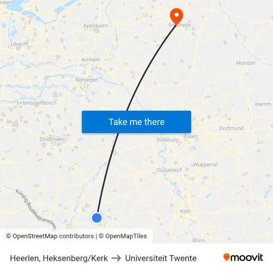 Heerlen, Heksenberg/Kerk to Universiteit Twente map