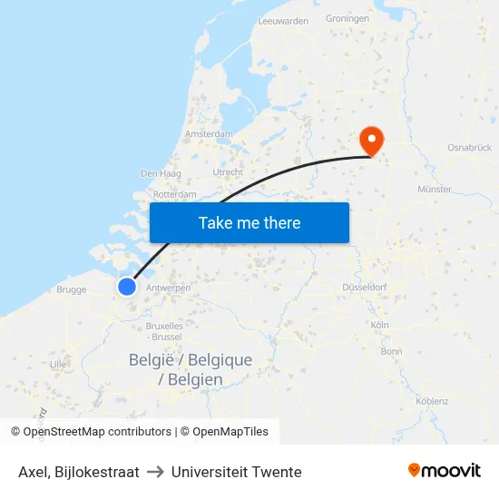Axel, Bijlokestraat to Universiteit Twente map