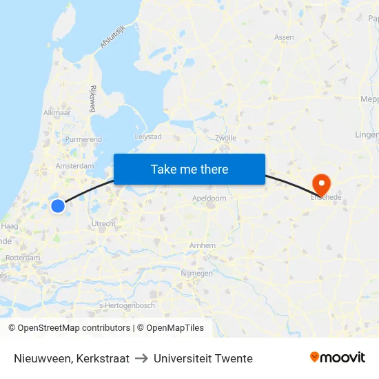 Nieuwveen, Kerkstraat to Universiteit Twente map