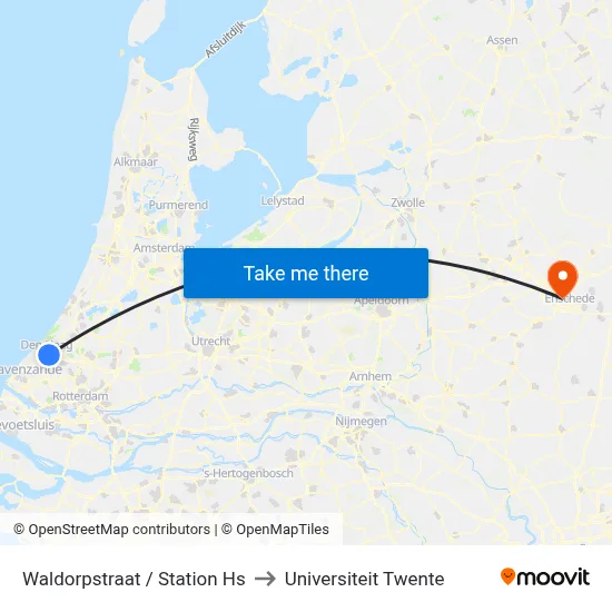 Waldorpstraat / Station Hs to Universiteit Twente map