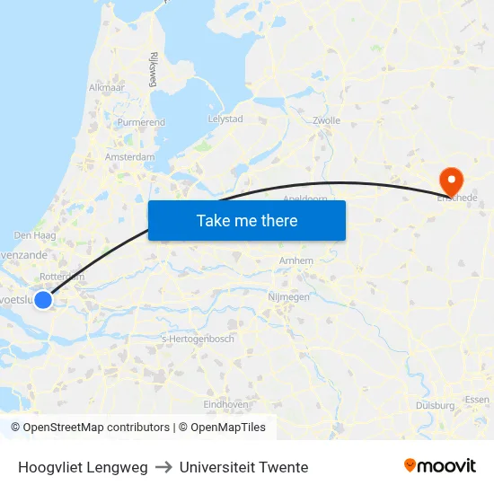 Hoogvliet Lengweg to Universiteit Twente map