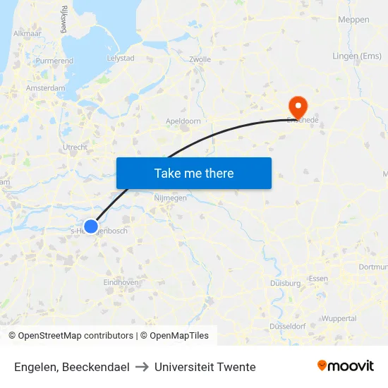 Engelen, Beeckendael to Universiteit Twente map
